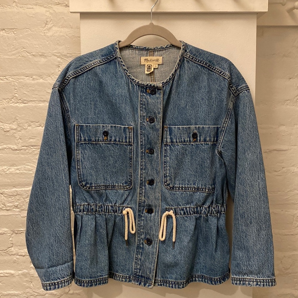 Madewell Rope Tie Waist Button Up Jean Jacket